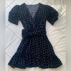 Zara Velvet Polka Dot Mini Dress